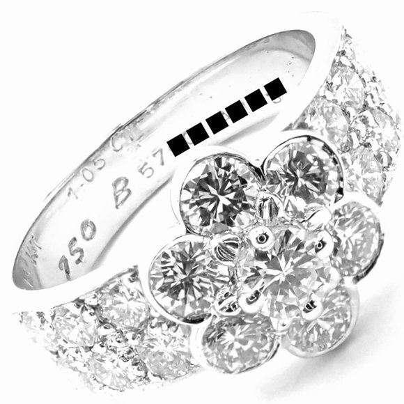 Authentic! Van Cleef & Arpels 18k White Gold Diamond Fleurette Flower Ring - Picture 1 of 8
